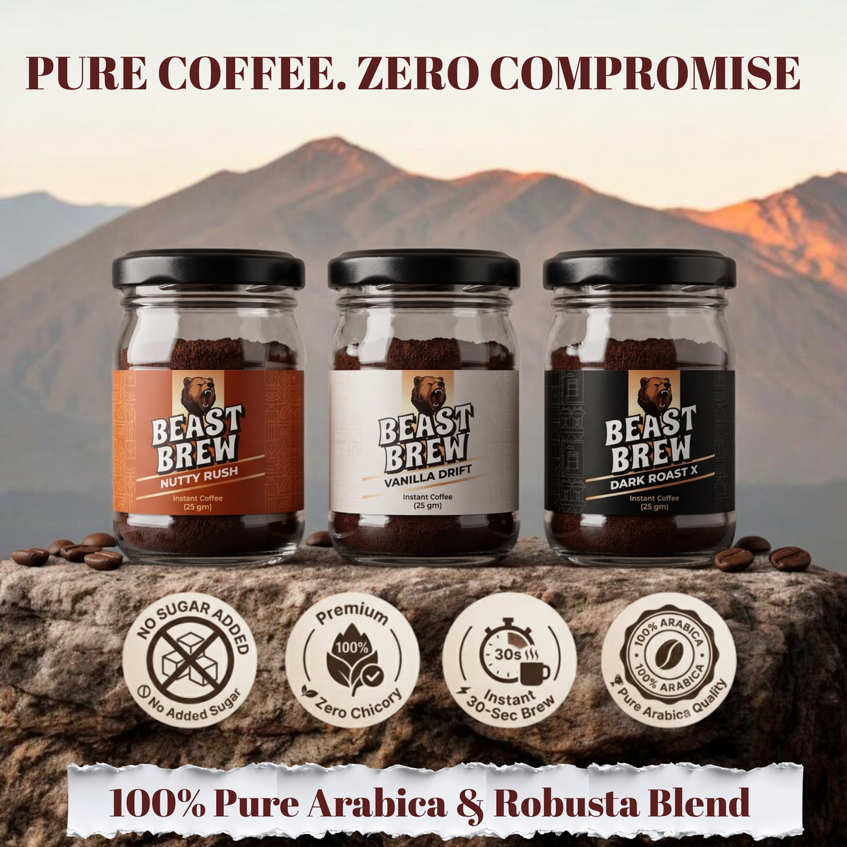 BeastBrew Discovery Combo  Try All 3 Flavours Instant Coffee