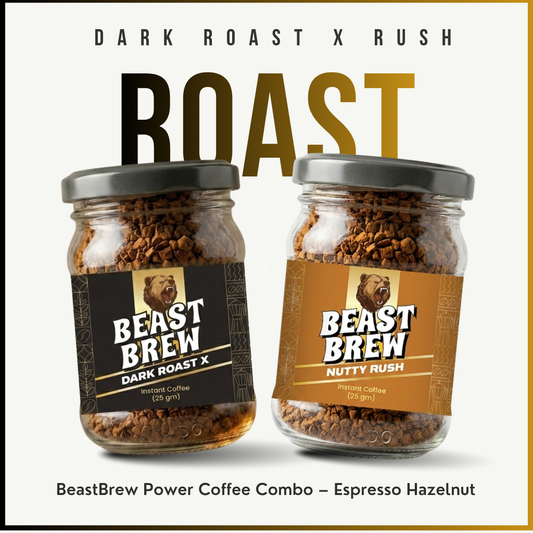 Beast Brew coffee Dark Roast X and Nutty Rush instant coffee